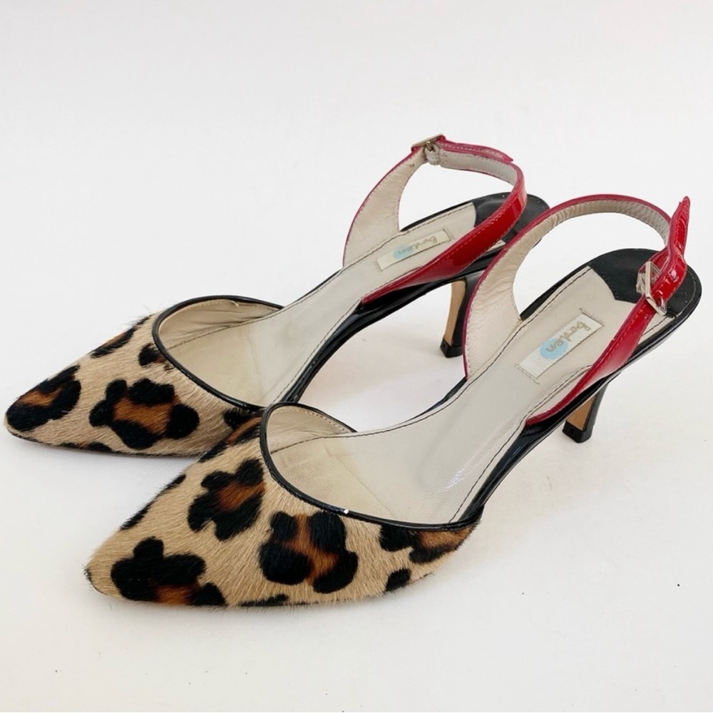 Boden leopard print calf hair slingback heels